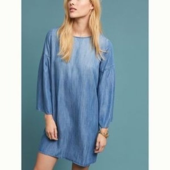 cloth & stone Dresses & Skirts - Anthropologie Cloth & Stone Tencil Chambray Bell Sleeve Open Back Dress, Sz M